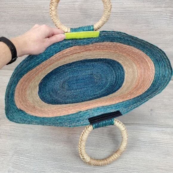 Oversized striped straw beach bag purse - Picture 6 of 7